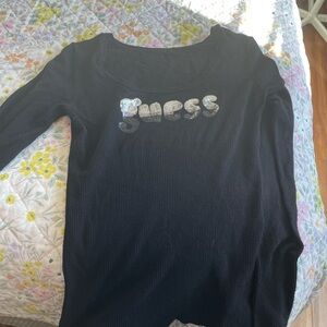 Guess Black Long Sleeve Blouse